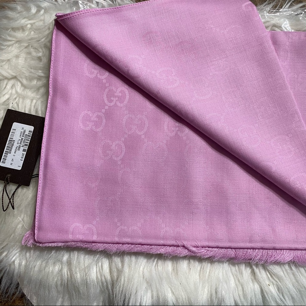 Rare color bnwt Gucci GG shawl scarf pink - Picture 9 of 12
